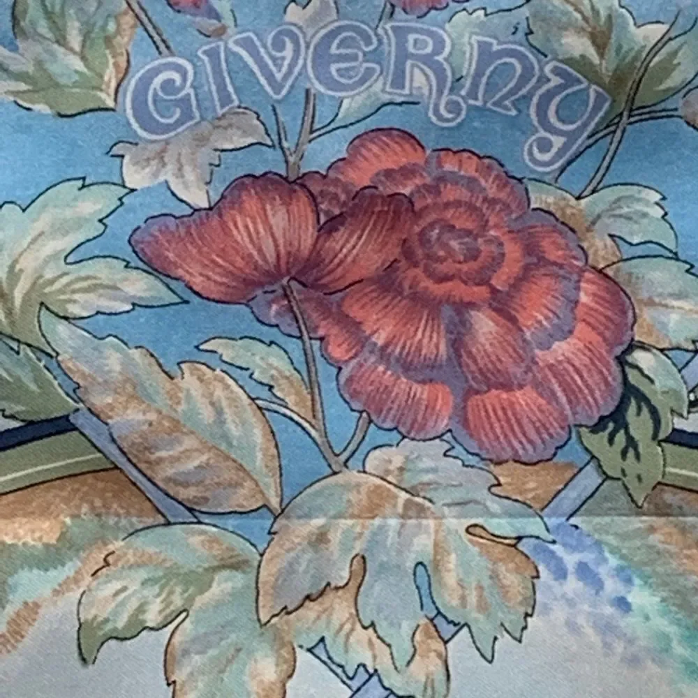 Herme's Claude Monet Giverny Garden Blue Pink Silk Scarf 35" square 1989 NIB - Picture 13 of 16